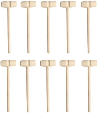 SPWOLFRT 10pcs Mini Wooden Mallet Hammer Massage Tool Craft DIY Handcraft Toys Children Educational Toy for Kids Boys Girls