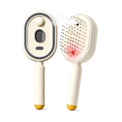 Electric Spray Air Cushion Comb for Women 2026 Upgrade Enhanced Fog Coverage and Longer Electric Spray Air Cushion Massage Comb Rechargeable Steam Hair Straightener (Beige)