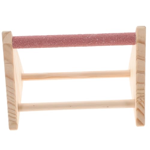 Happyyami Pc 1 pájaro de Juguete para Loro Juguete de pájaro Puesto de Mascotas para pájaros Perca cacatúa Soporte de Madera para Entrenamiento de Mascotas Puente de Soporte para Loros Bambú