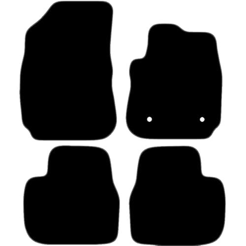 Carsio Carpet Car Mats For Citroen C4 Cactus 2014 to 2020 4 Piece Set with 2 Clips Tailored Fit Floor Mat Complete Accessory Black Custom Fitted - All Weather, Anti-Slip Backing & Grey Trim