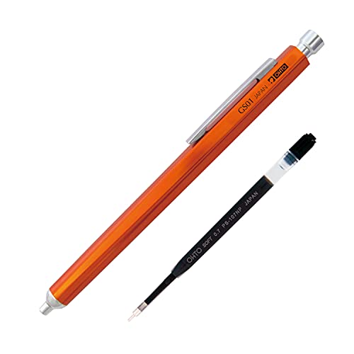 Image of Needle-point GRAND STANDARD OHTO Orange Fine Leads Ballpoint Pen in Orange with Anodised Aluminium Housing and a 0.7 mm Needlepoint Refill (Black)