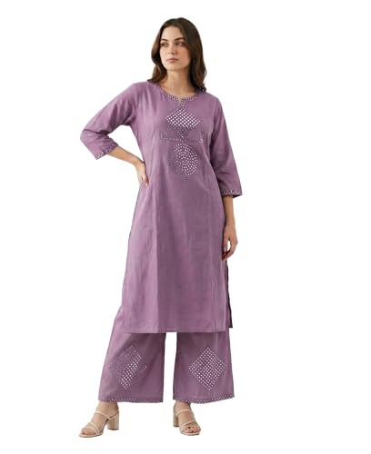 Kurta femme ensemble coton flexible et palazzo fluide anti-transpiration pour soirée
