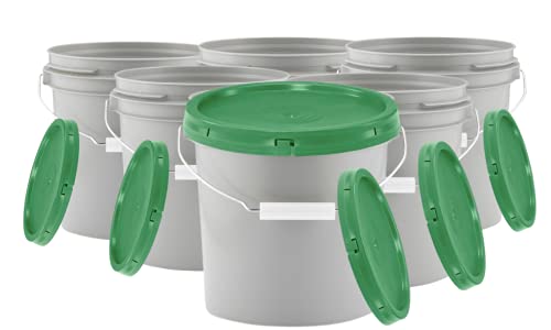 House Naturals 1 Gallon Buckets pails with Lids - Food Grade - BPA Free Plastic containers -(Pack of 6) Made in USA