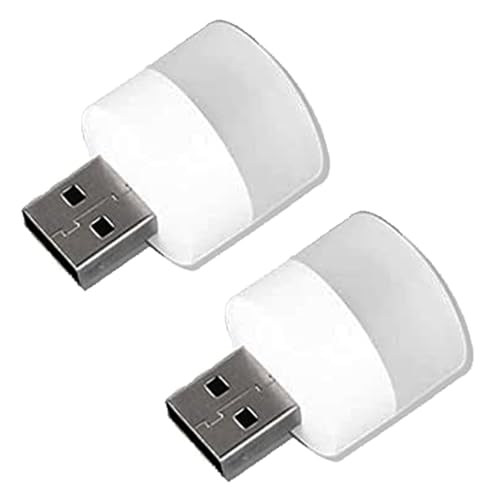 TALENTEC 2x Mini lámpara de luz USB. Iluminación nocturna, ambiental o lectura. 5V y 1A. Color blanco FRÍO