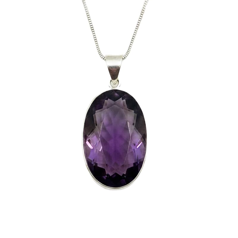 Quartz bleu naturel facetté LKBEADS, un pendentif d'exception ovale