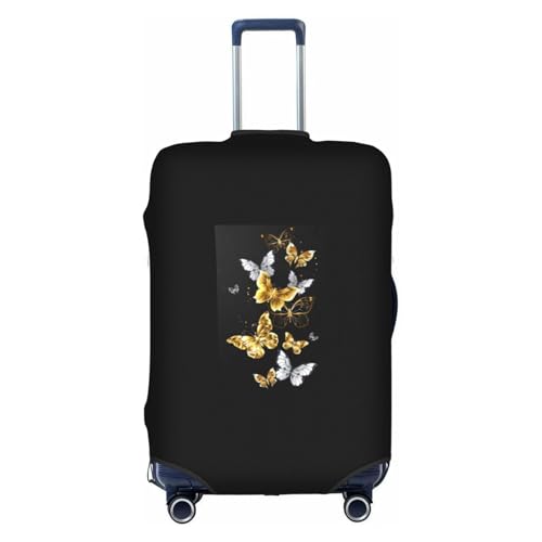 Housse de valise imperméable M motif papillons dorés | Protection élastique