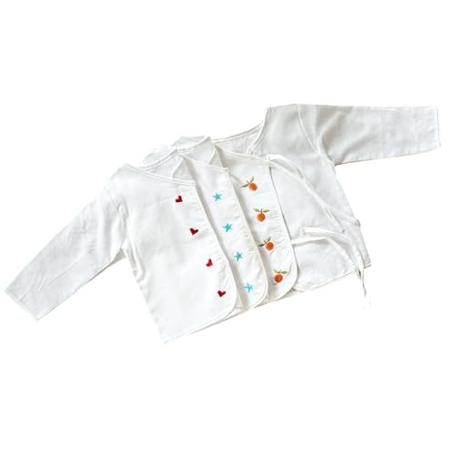 Image of Picksparrow Pure Cotton Embroidered Newborn Baby Clothes /Jhablas /Vests (Full Sleeve, Set of 3)
