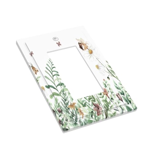 Olive Green Flowers Daisy Floral Fairy Butterfly Decorative Outlet Covers 1 Gang Single Rocker Light Switch Cover Plate Wall Plates GFCI Faceplate for Farmhouse Living Room Decor - Image 5