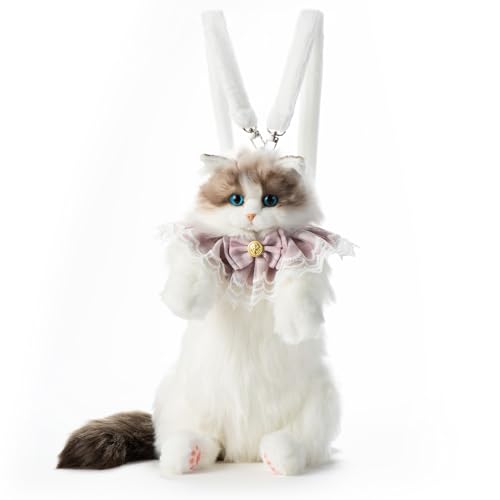 Image of Chongker Ragdoll Cat Backpack - Realistic Stuffed Animal Purse, Plush Cat Backpack for Kids & Adults, White