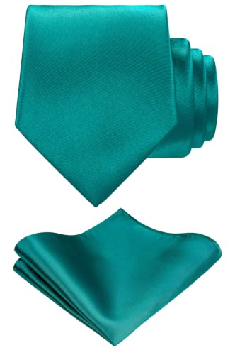 Image of TIE G Solid Satin Woven dyed Color Formal Black Necktie and Pocket Square Sets in Gift Box