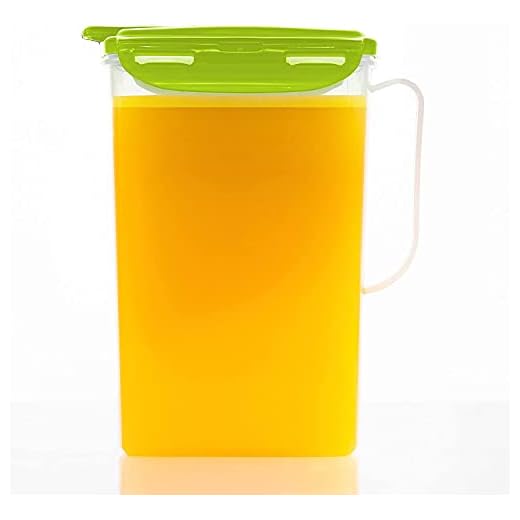 Jarra de água para porta de geladeira LocknLock Aqua com alça de plástico livre de BPA com tampa flip, perfeita para fazer chás e sucos, 2 litros/litros, verde