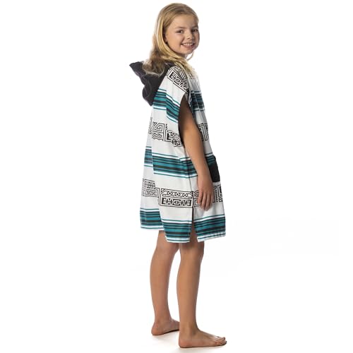 Image of Flow Changing Poncho for Kids - Microfiber Hooded Swim Towel Poncho for Boys & Girls, Perfect for Beach, Pool, or Swim - Quick Dry, Absorbent, Light Weight, and Easy to Pack (Aqua Tribe, Small)