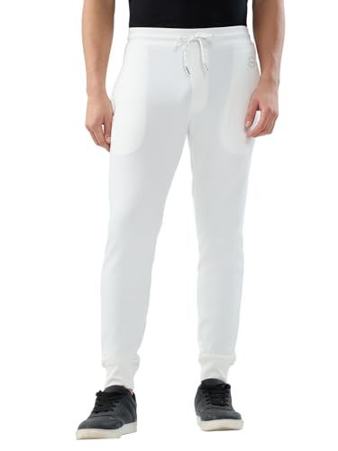 Image of Park Avenue Men Slim Fit Solid Pattern Cotton Blend Flat Front Casual Joggers
