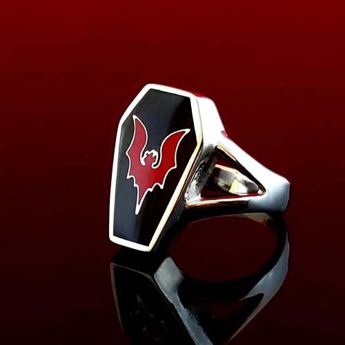 Generic Vampire Goth Coffin Ring with Bat4