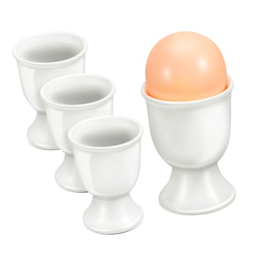 OFFSCH 4Pcs Ceramic Egg Cups Elegant Hard Boiled Egg Holders for Kitchen Dining Stable Design for Breakfast Brunch for Family Gatherings and Afternoon Tea