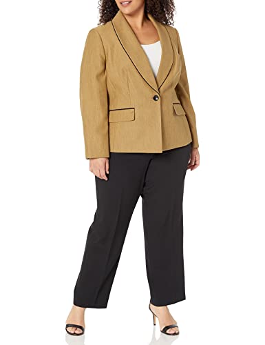 Women's Plus Size JKT/Pant Suit-Dijon/Black