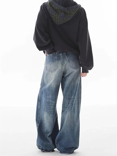 Men's Style Vintage Wide-Leg Jeans Straight-Leg Casual Long Jeans Pants.3