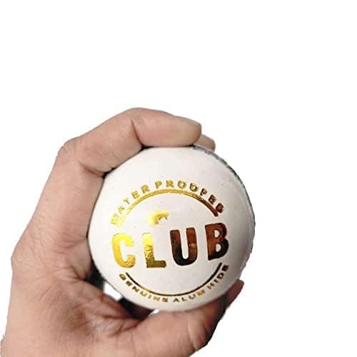 Image of Leather Cricket Ball | Hand Stitched Leather Ball for Practice, Match, and Training | Durable, Water Resistant, Professional Cricket Ball for Club and Academy Use (Pack of 1, White)
