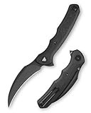 TRIVISA knives - Lacerta-04B |Hawkbill EDC Pocket Flipper Knife for Men, Folding Pikal Knife with Reversible Wire Clip, 3.34' PVD Blackwash 14C28N Steel Blade & Micarta Handle