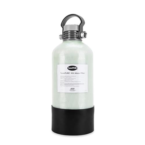 Image of Camco TastePURE XXL Camper /RV Water Filter - Prevents Bacteria Growth & Reduces Bad Taste, Odor & More - Features Long-Term Water Filtration w /GAC & KDF - Includes 4' RV Drinking Water Hose (40015)