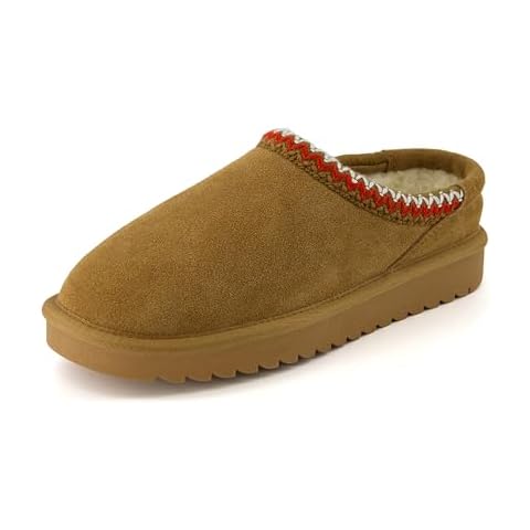 CUSHIONAIRE Keto Womens Slippers- Genuine Suede Cozy & Stylish, Memory Foam & Faux Shearling Slippers for Women, Wide Widths Available Winter Slippers Women CHESTNUT 7.5 Cover