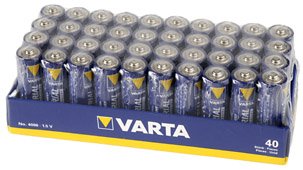 Greenstar 4600 Pack atelier de 40 Piles Varta industrial type AA, Noir