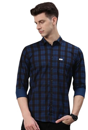 Image of Majestic Man Men Small Checkered Slim Fit Cotton Casual Shirt