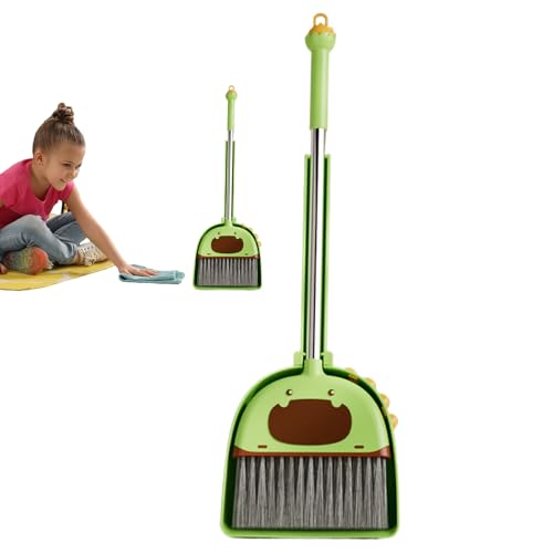 Trveqhk Juego de escoba y recogedor para niños pequeños | Actividades de aprendizaje aptas para niños para jardín de infantes, hogar, interior, exterior e interior