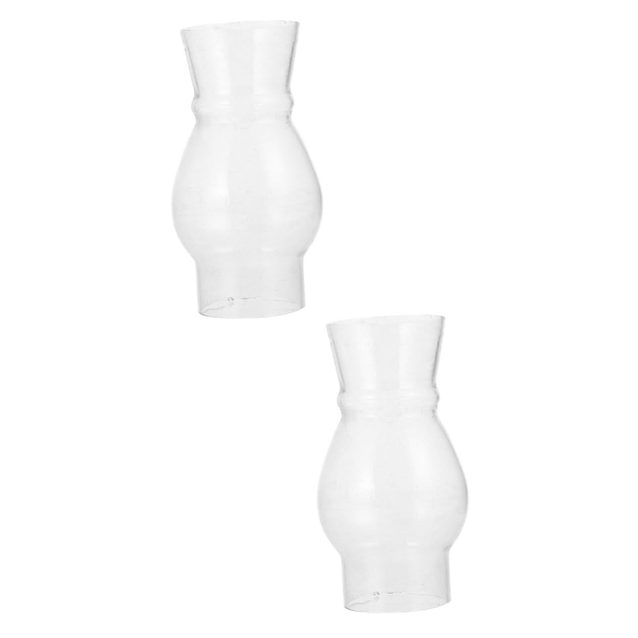Garneck 2Pcs Clear Glass Lamp Shade Chimney for Oil and Kerosene Lamps Windproof Replacement for Vintage Indoor Lighting 3.15X2.60X1.30In