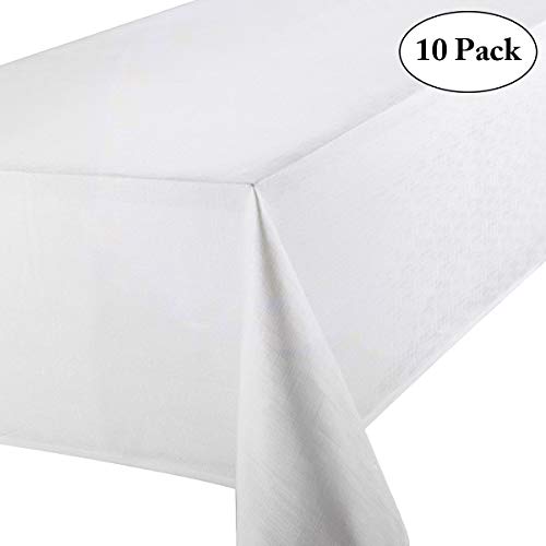 Time to Sparkle TtS Lot de 10 Nappe Table Polyester sans Couture Mariage Cérémonie Maison Fêtes | 10X Blanc | Rectangulaire 152x213cm