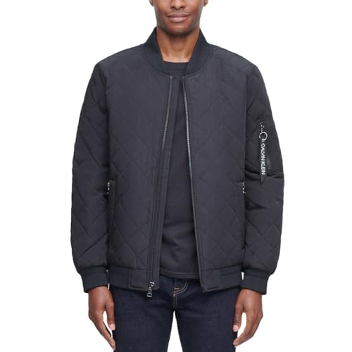 Image of Calvin Klein Men's Ribbed Collar Quilted Bomber Jacket