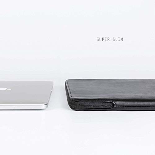 Image of Comfyable Slim Protective Laptop Sleeve 13-13.3 inch Compatible with 13 inch MacBook Pro & MacBook Air, PU Leather Bag Water-Repellent Cover Notebook Computer Case for Mac, Black
