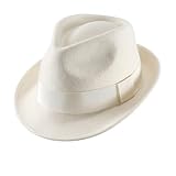 Home Prefer Men's Wool Felt Winter Hat Short Brim Fedora Hat (US, Numeric, 7 1/8, Beige)