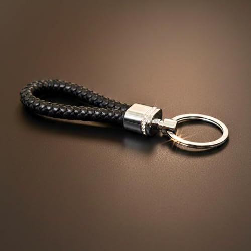 Image of THE MEN THING - Stylish Multicolor Stainless Steel Keychain for Men & Boys (CRIMSON LOOP BRAIDED - BLACK)