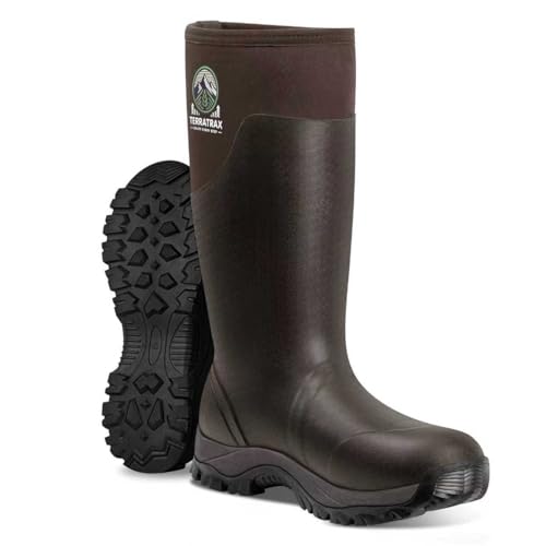 Image of Men's Waterproof Rubber Boots - 6mm Neoprene, 15 inch Shaft, Dual-Sole Anti-Fatigue Rain & Mud Boots for Farm & Wet Work, Fishing, Irrigation - Lightweight Soft Toe