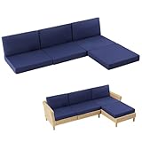 MuaMelop 7-Piece Patio Furniture Cushions Set, Replacement Outdoor Cushions for 4-Seat Patio Sectional, Waterproof & Fade Resistant Deep Seat Cushion for Outdoor Sofa, Navy Blue