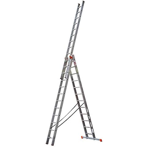 STRUKTURO Vielzweckleiter 3x12 Sprossen, 3-teilige Alu-Kombileiter, max. Arbeitshöhe 9,25 m Cover