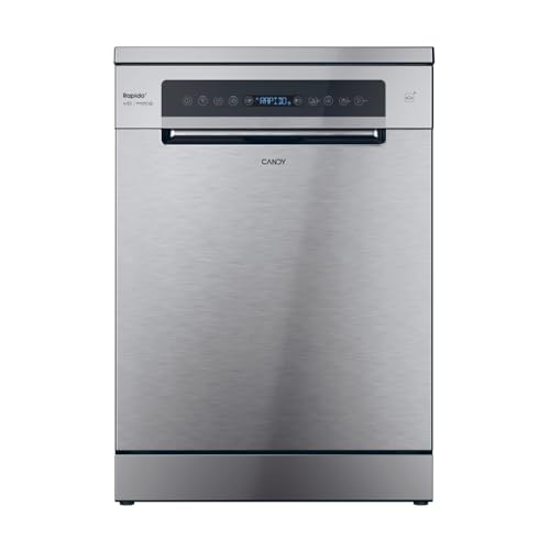 Candy Rapido' Lavastoviglie a Libera Installazione 60 cm, 16 Coperti, 10 Programmi, Partenza Ritardata fino a 24h, Wash&Dry 35', Motore Inverter, Classe B, AxLxP 85x59,7x59,8 cm, Inox - CF 6B4S1PX