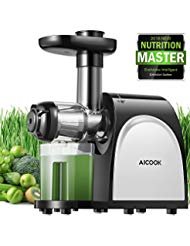 Juicer Masticating Juicer, Aicook Juice Extractor, Cold Press Juicer Machine, Higher Juicer Yield and Drier Pulp, with Quiet Motor and Reverse Function, Easy to Clean with Brush