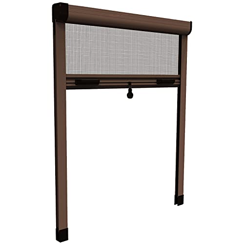 Hu-Firma Zanzariere Alluminio Verticale, Marrone, 140 X 170 Cm