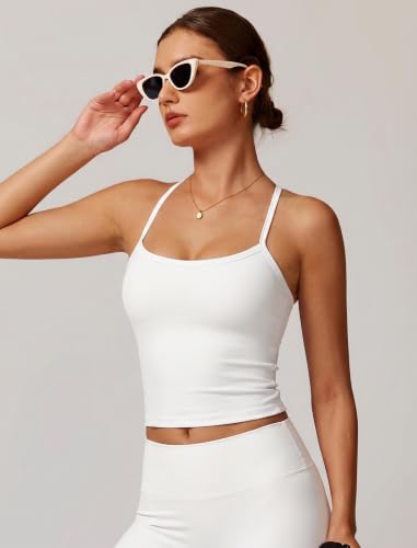 Image of QBGJTD Workout Tank Tops Women Built in Bra Longline Sports Bras
