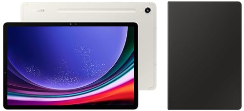 Image of Samsung Galaxy Tab S9 27.81 cm (11 inch) Dynamic AMOLED 2X Display, RAM 8 GB, ROM 128 GB Expandable, S Pen in-Box, Wi-Fi + 5G Tablet, Beige with S9 Book Cover Keyboard, Black