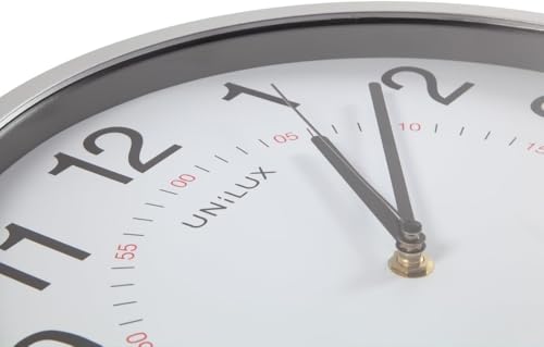 Unilux Aria Horloge Murale 30.5cm Systeme Quartz avec Double Affichage Métal Gris – Image 4