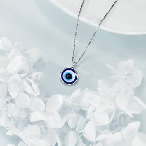 Evil Eye Necklace Sterling Silver Evil Eye Pendant Necklace Good Luck Protection Amulet Jewelry for Women2