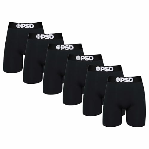 PSD Men's Boxer Briefs - Black Cotton 6 Pack, 7