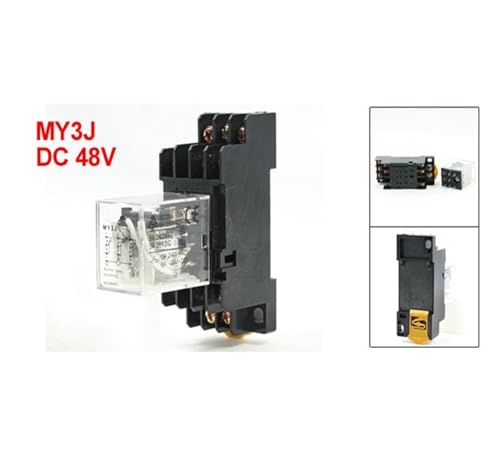 Relé de potencia 3PDT con base y bobina de 48V DC para control industrial 2