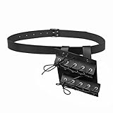 HZMAN Medieval Faux Leather Dual Sword Frog Adjustable Black Rapier Sword Holster Renaissance Belt Knight LARP Costume Accessory