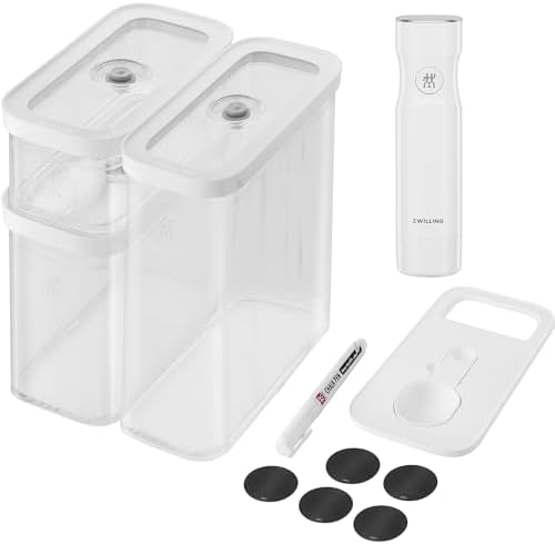 ZWILLING Fresh & Save Cube Box Set, 6-pc, Plastic, Airtight Dry Food Storage Container, Medium Cube Set with Pump