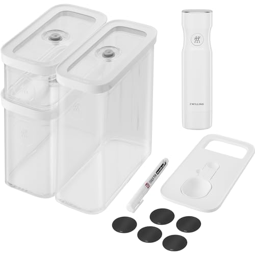 ZWILLING Fresh & Save Cube Box Set, 6-pc, Plastic, Airtight Dry Food Storage Container, Medium Cube Set with Pump