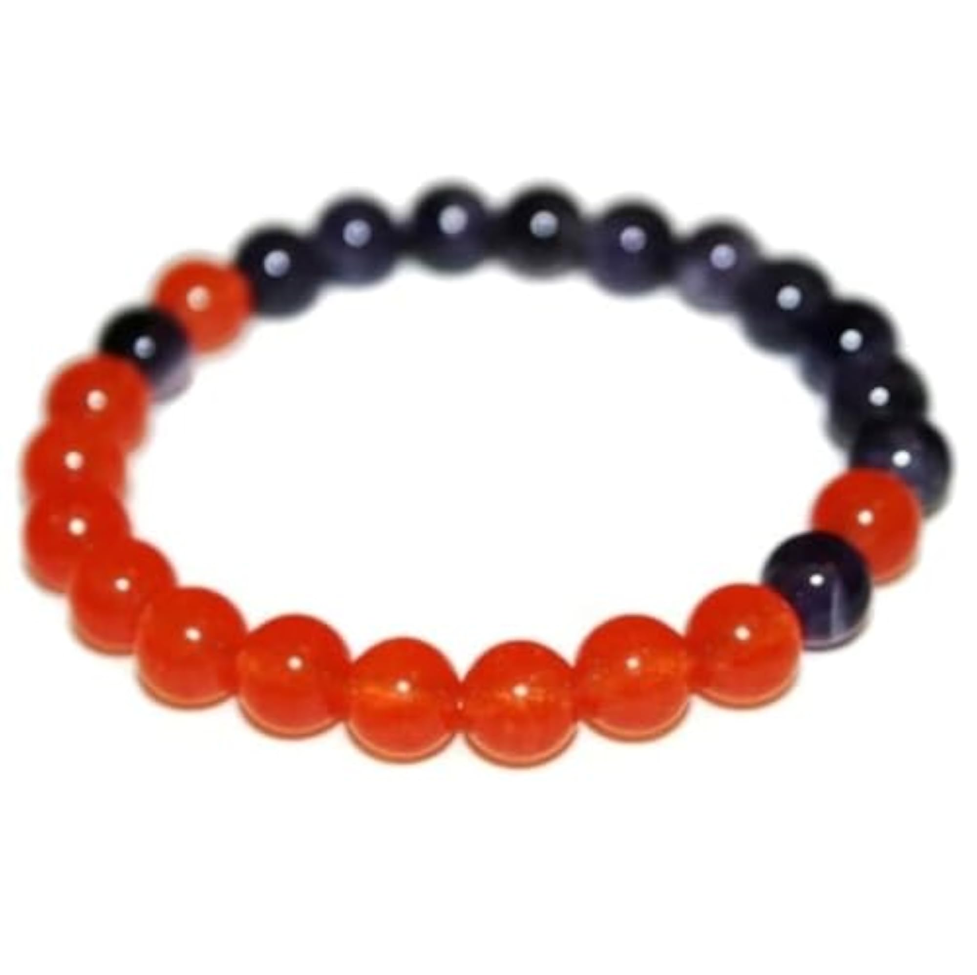 Unisex Natural Amethyst & Orange Jade Gemstone Stretch Bracelet